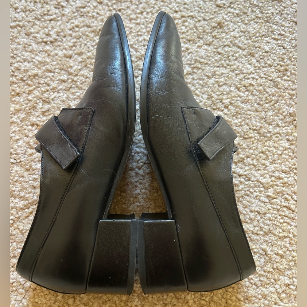 ZARA Black Leather Pointed Toe Dress Shoes Size 8 - Picture 3 of 8